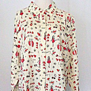 C J Banks Valentine’s Day Love Print Blouse 2X